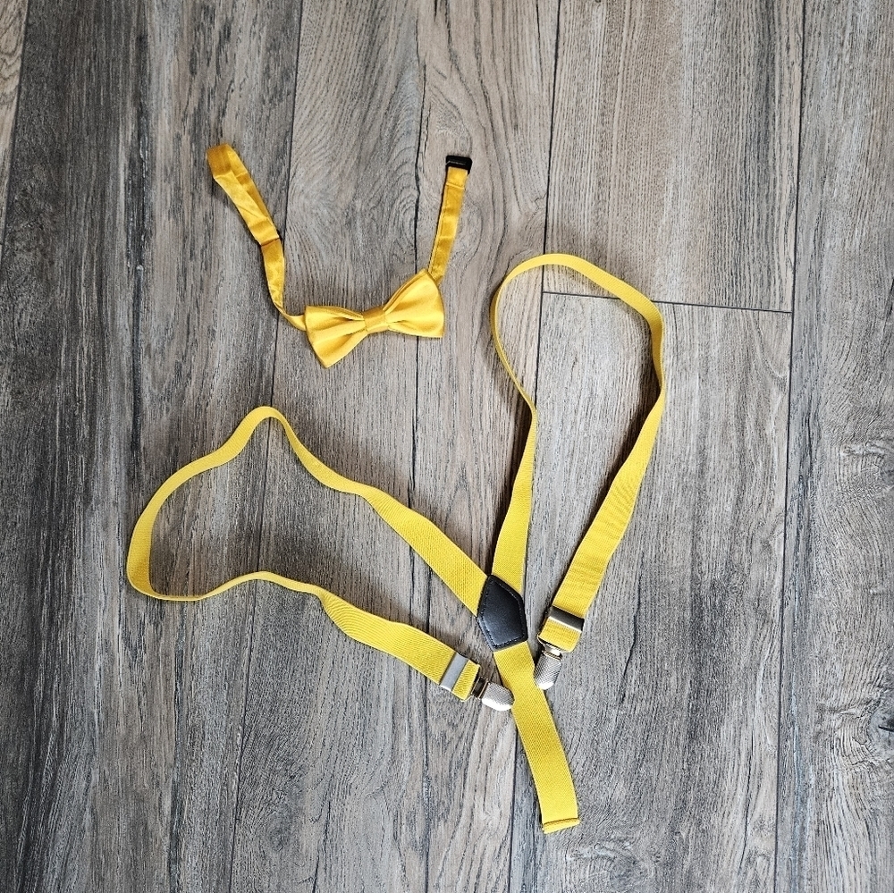 Kids Yellow Suspenders and Bowtie